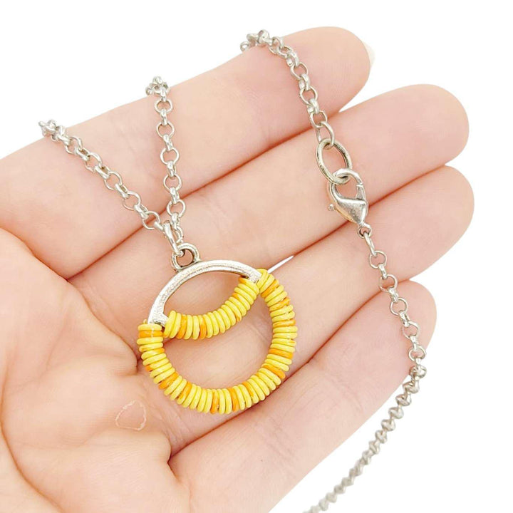 Necklace - Sunrise Circle (Yellow Orange Telecom Wire) by XV Studios