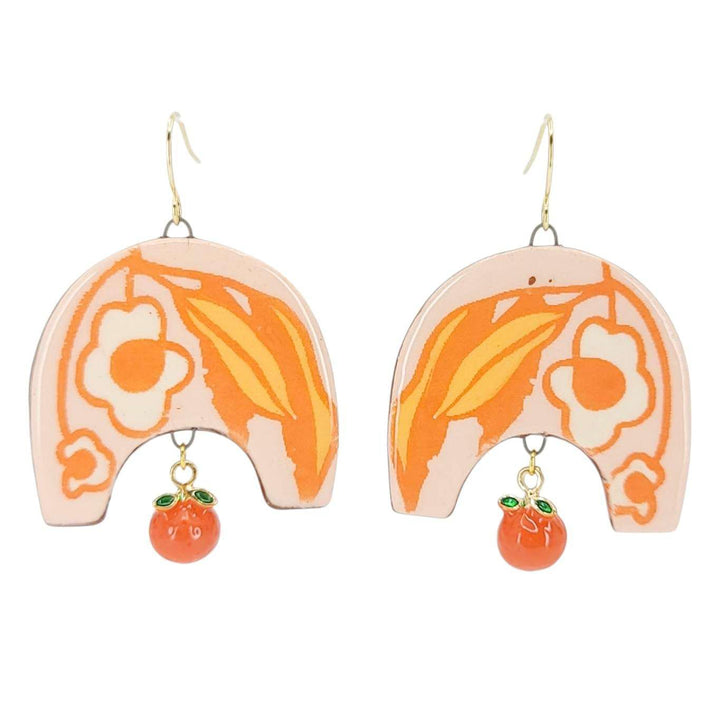 Earrings - Pink Mimosa Dangles by Catie Miller Ceramics