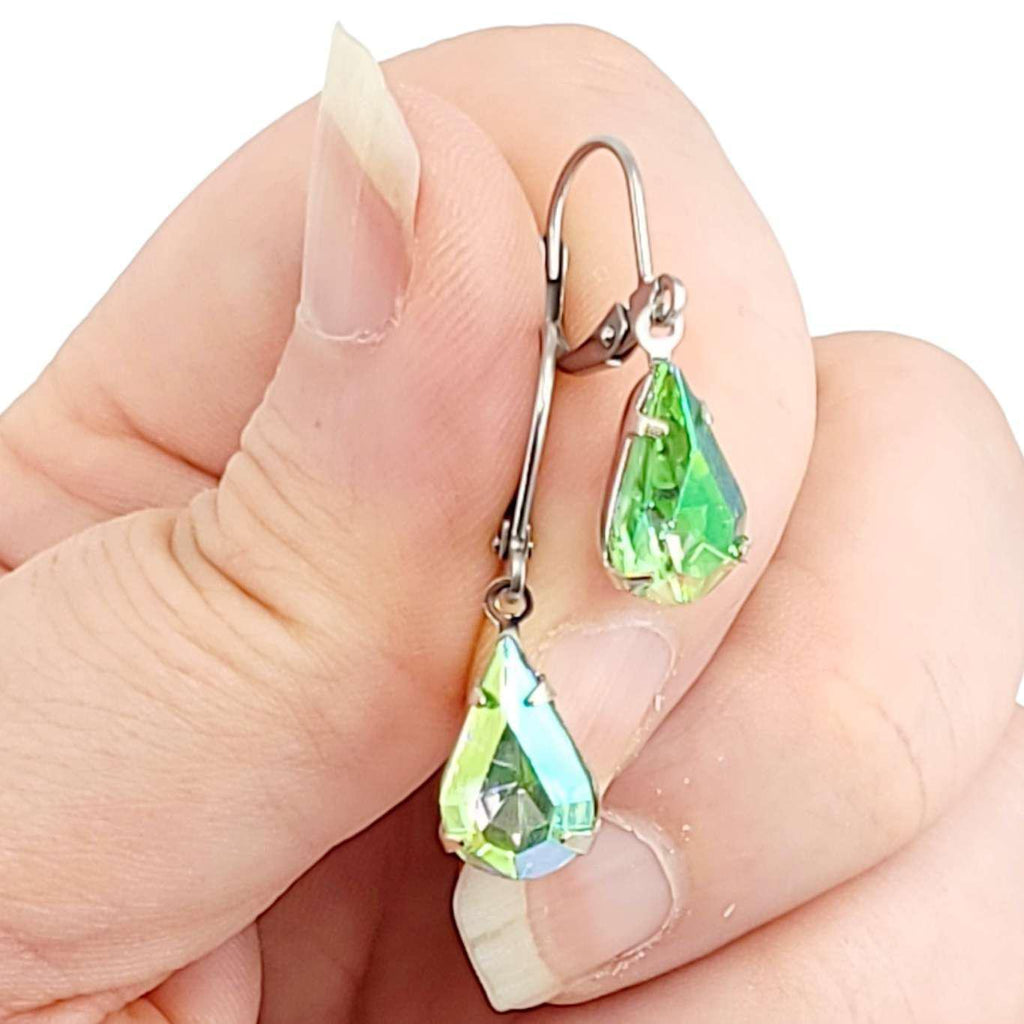 Earrings - Greens - Steel Vintage Rhinestone Dangles (Assorted Styles) by Christine Stoll | Altered Relics