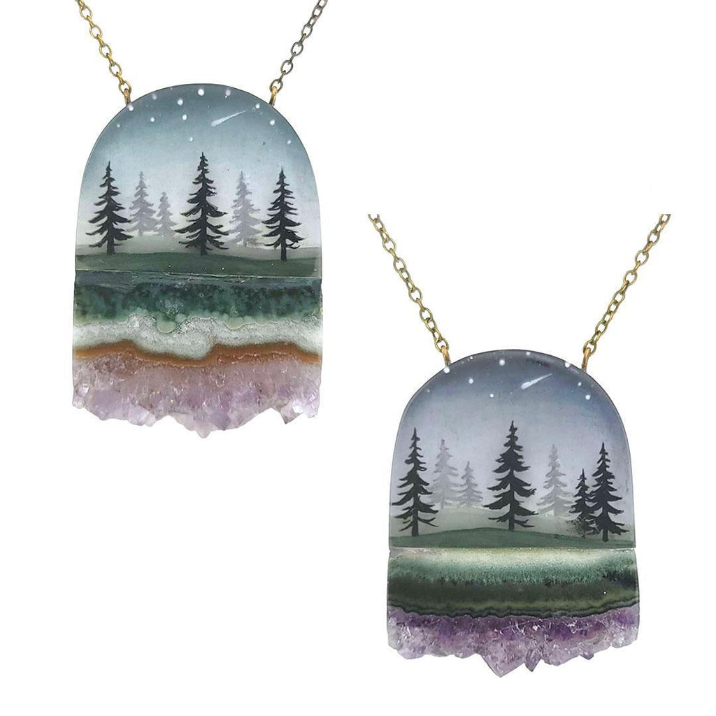 Necklace - Pines Crystal (Amethyst) by Fernworks