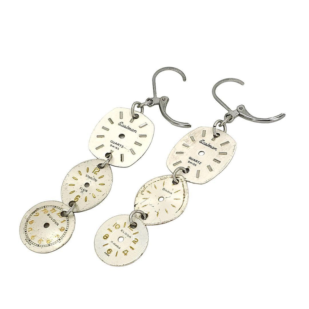Earrings - Watch Dial Trio - Stainless Steel (A or B) by Christine Stoll Studio