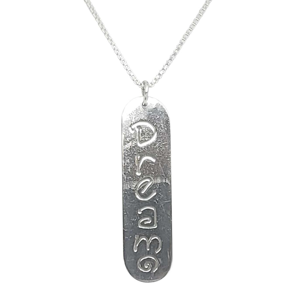 Necklace - DREAM Cutout Long Oblong Pendant (Sterling Silver) by imakecutestuff
