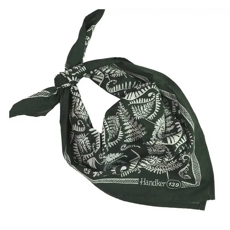 Bandana - Fern (Green White Botanical) by Handker Bandanas
