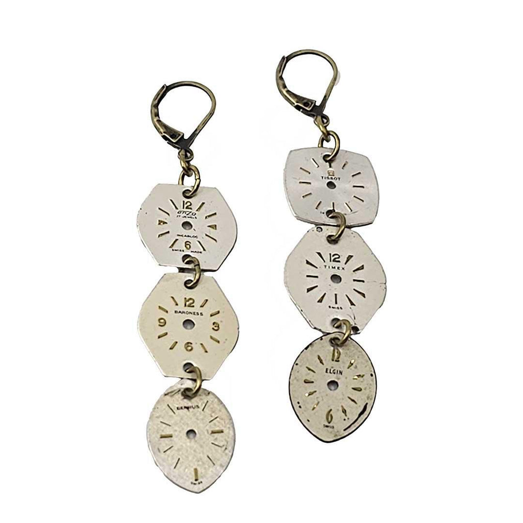 Earrings - Watch Dials Trio - Antiqued Brass (A, B, or C) by Christine Stoll