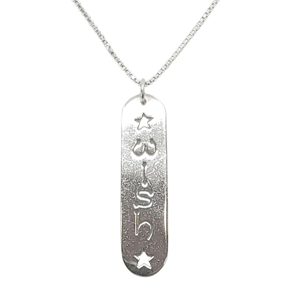Necklace - WISH Cutout Long Oblong Pendant (Sterling Silver) by imakecutestuff