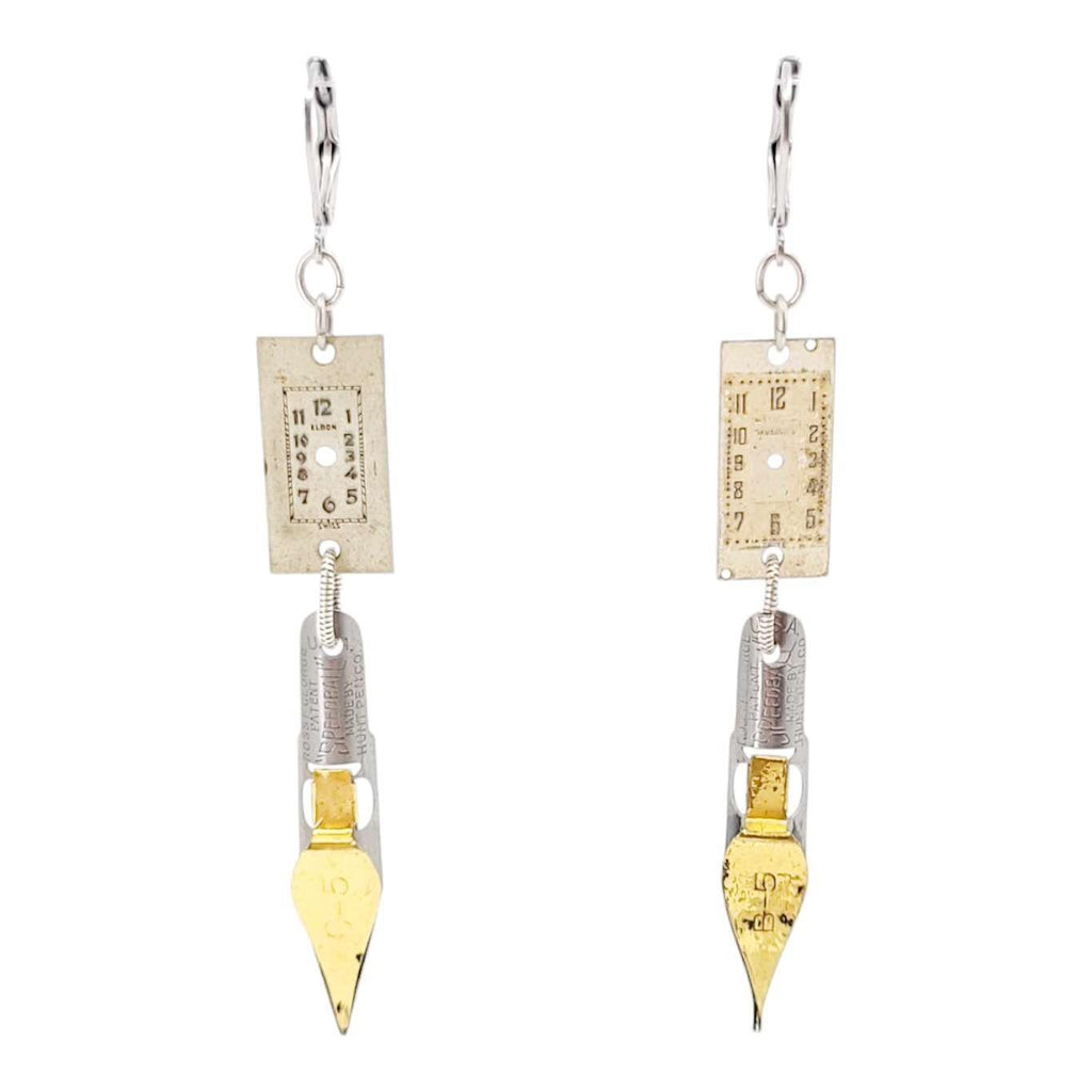 Earrings - Watch Dials - Pen Nibs by Christine Stoll | Altered Relics