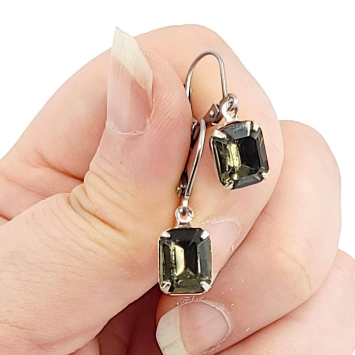 Earrings - Blacks and Grays - Brass and Steel Vintage Rhinestone Dangles (Assorted Styles) by Christine Stoll | Altered Relics