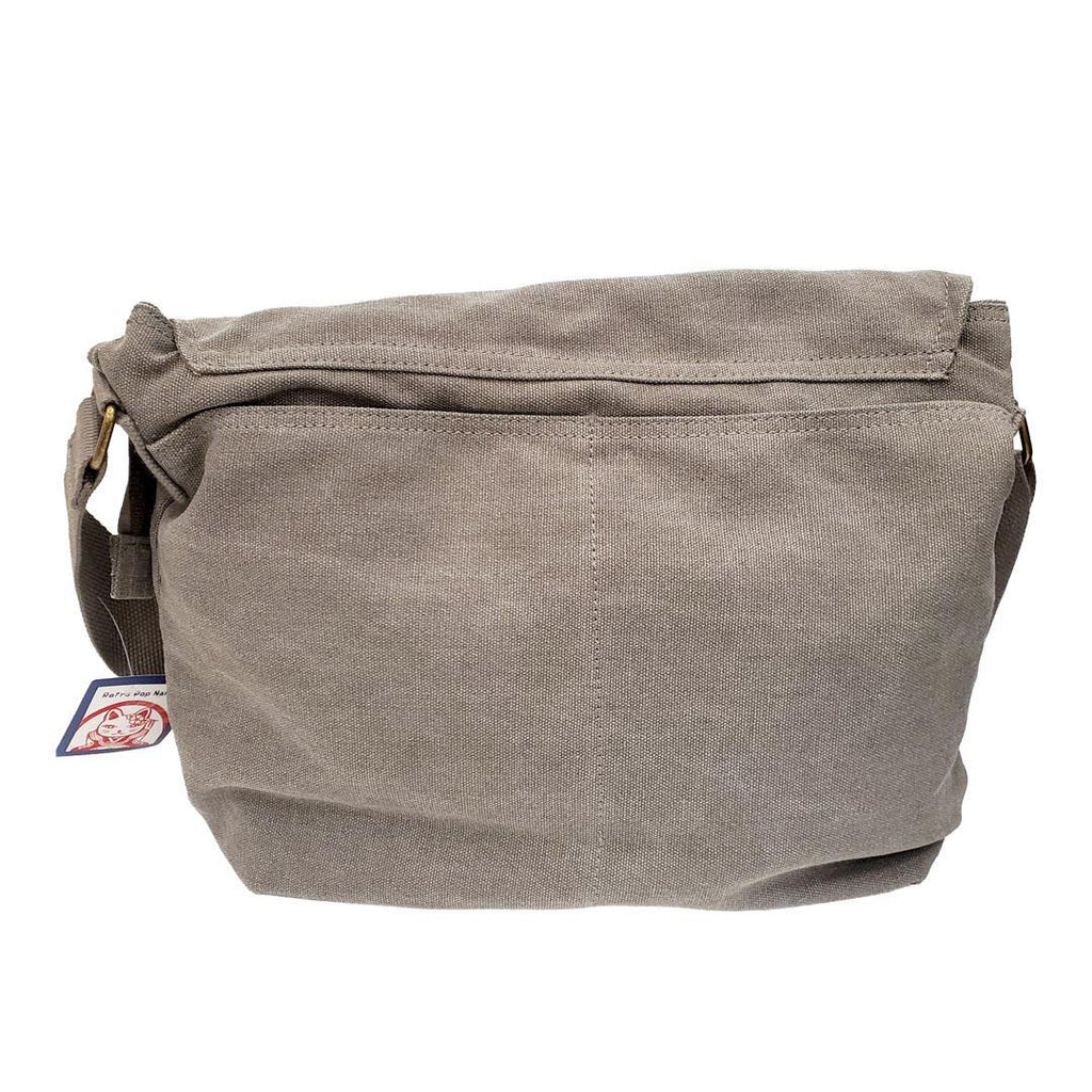 Laptop Bag - Samurai Owl on Gray Canvas Messenger Bag by Namu