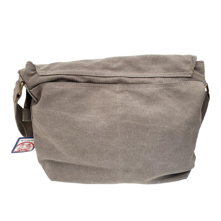 Laptop Bag - Samurai Owl on Gray Canvas Messenger Bag by Namu