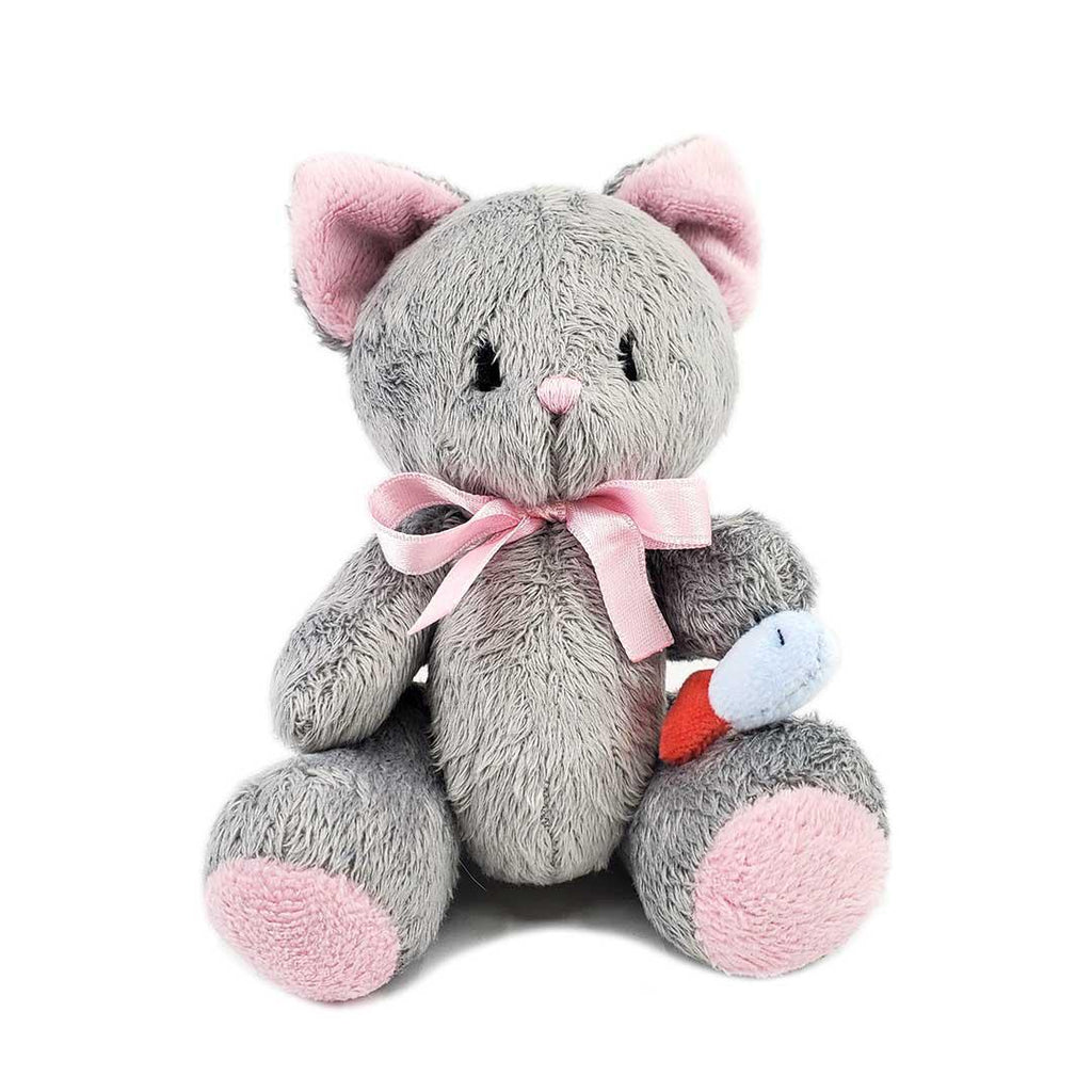 Plush - Gray Cat with a Fish by Frank and Bubby
