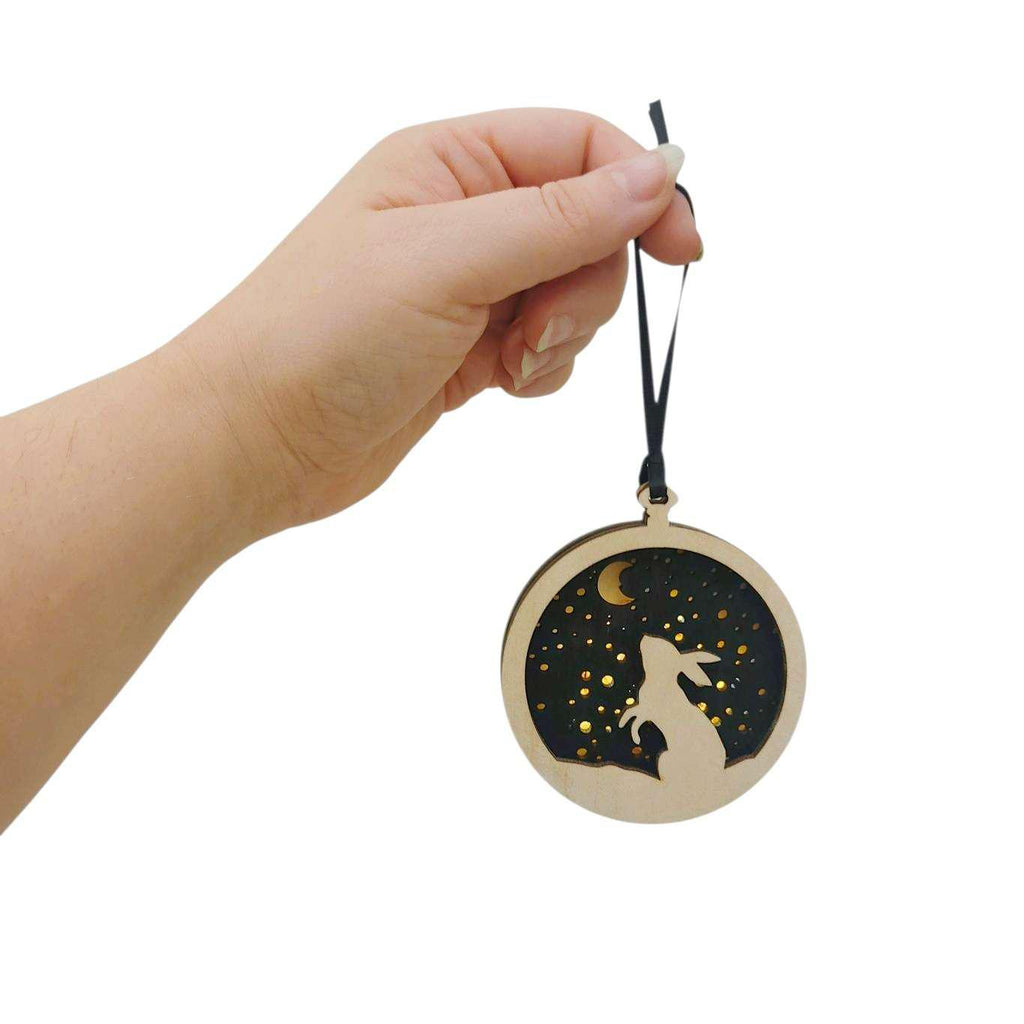 Ornament - Light Up Wood (Bunny Rabbit) by Squirrel Tacos Papercuts