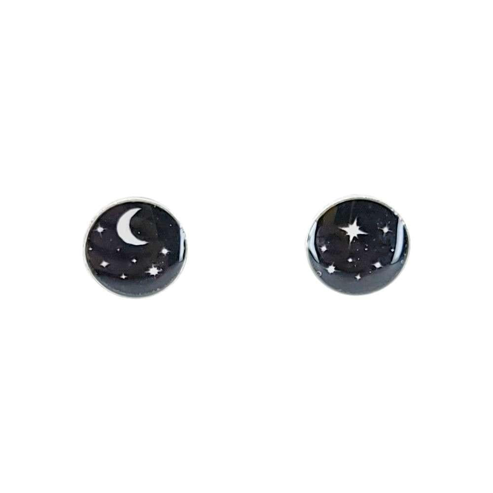 Earrings - Night Sky Resin Studs (Stainless Steel) by Christine Stoll | Altered Relics