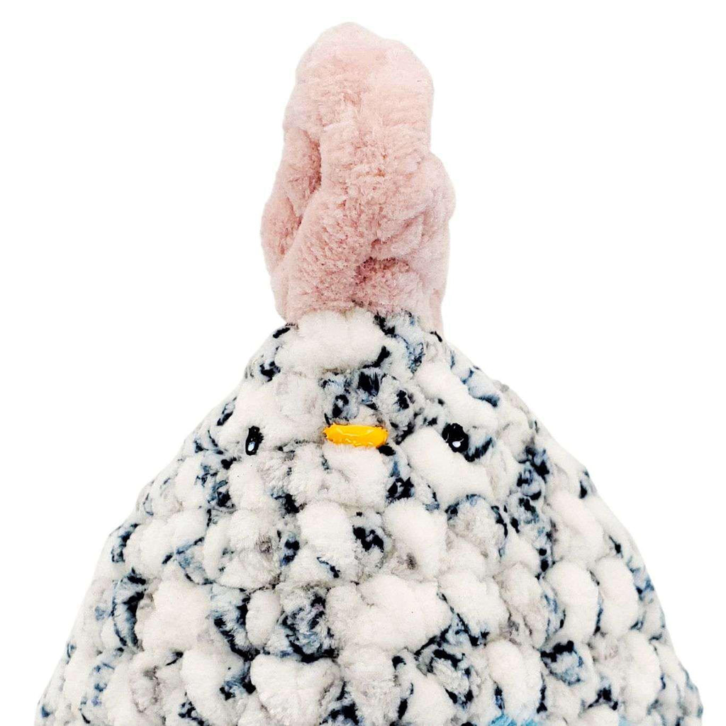 Plush Toy - Large Speckled Black and White Chicken (Blue Heart) by Moyo Workshop