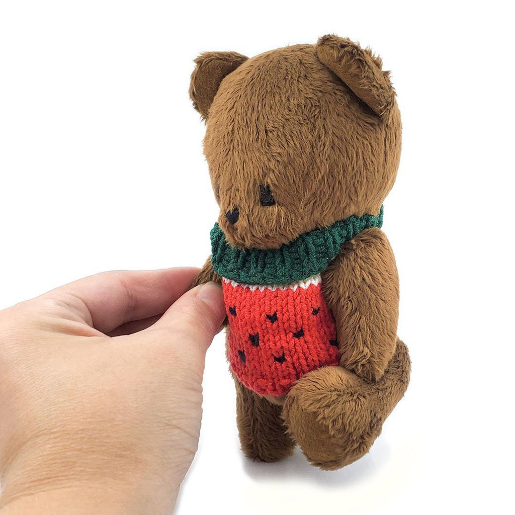 Plush - Brown Bear in Watermelon Sweater by Frank and Bubby