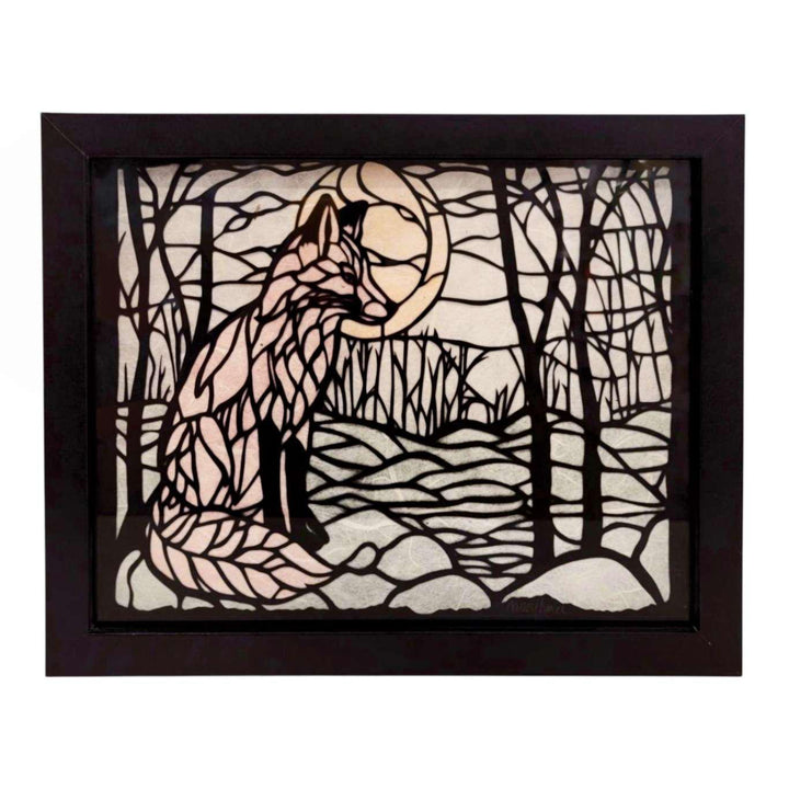 Lightbox - Hand Cut Paper Animal (Fox) by Squirrel Tacos Papercuts