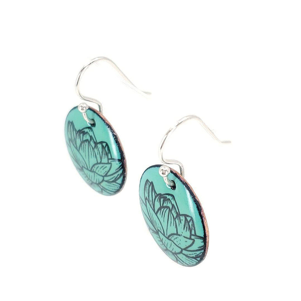 Earrings - Lotus Small Circle (Turquoise) by Magpie Mouse Studios