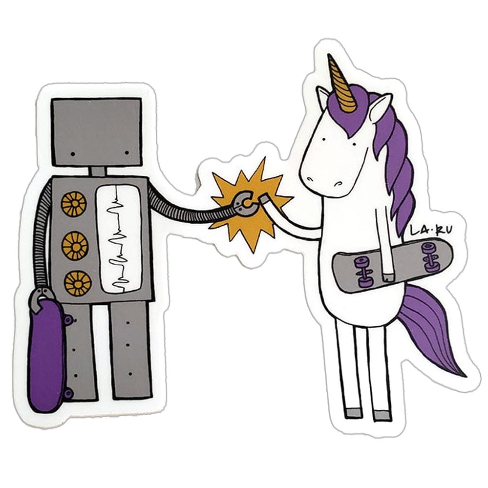 Sticker Vinyl - Robot and Unicorn High-Five! by La Ru