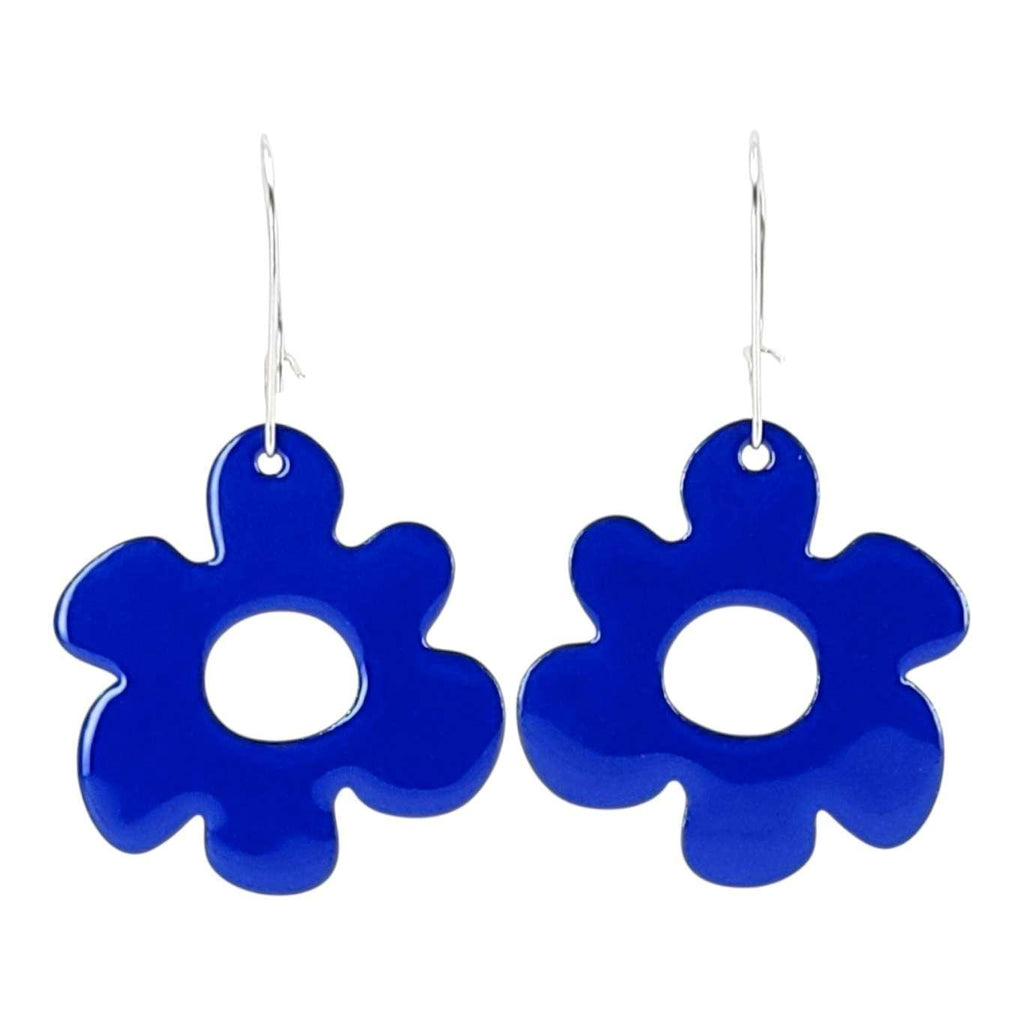 Earrings - Open Mod Flower (Solid Blue) by Magpie Mouse Studios