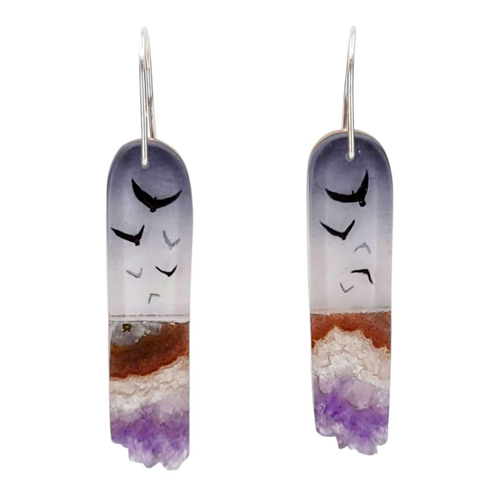 Earrings - Crystal Flock (Smoky Amethyst) by Fernworks