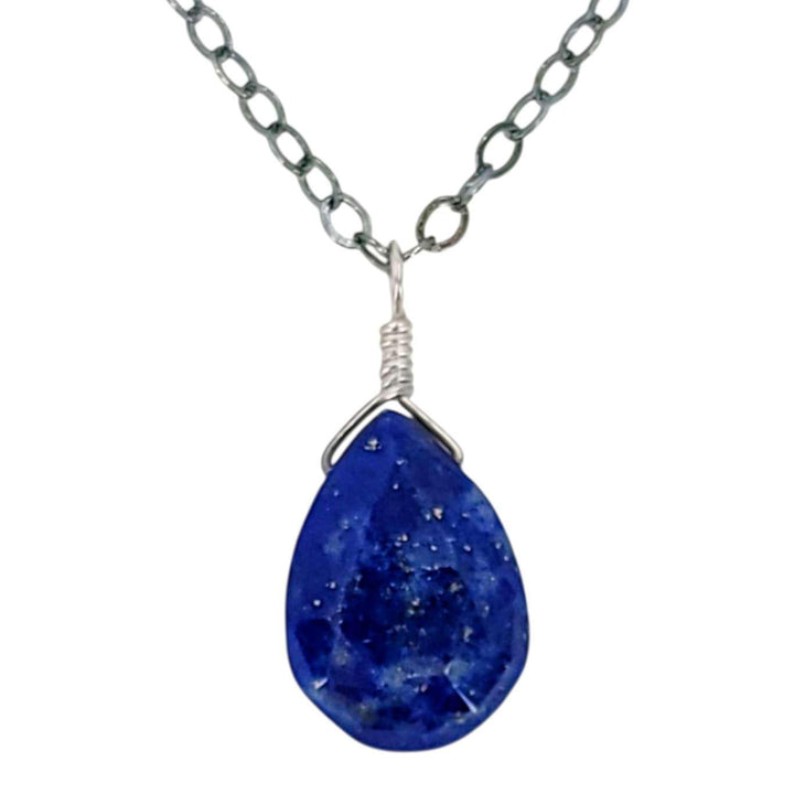 Necklace - Sterling Gemstone Drop (Lapis Lazuli) by Foamy Wader