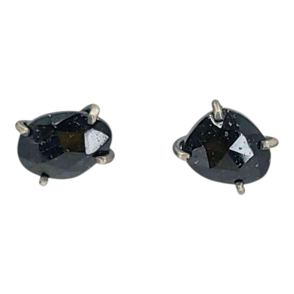 Earrings - Celeste Studs (Black Tourmaline) by Three Flames Silverworks