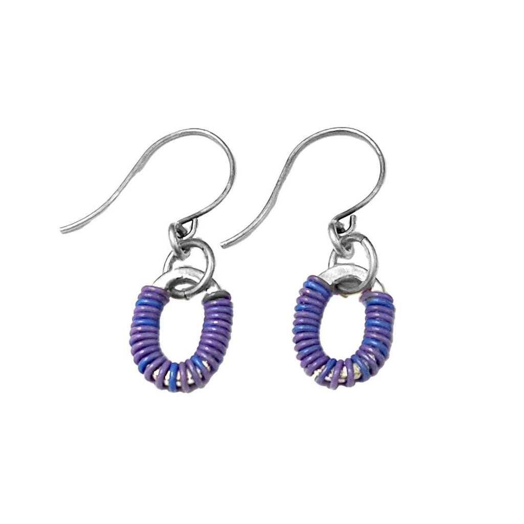 Earrings - Oval Hoops - Purple Communication Wire by XV Studios