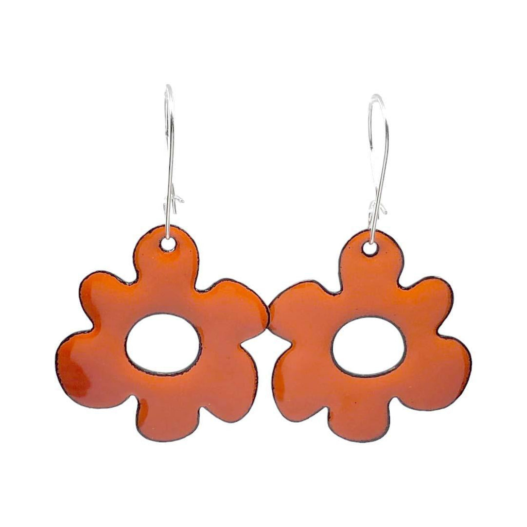 Earrings - Mod Flower Open (Bright Orange) by Magpie Mouse Studios