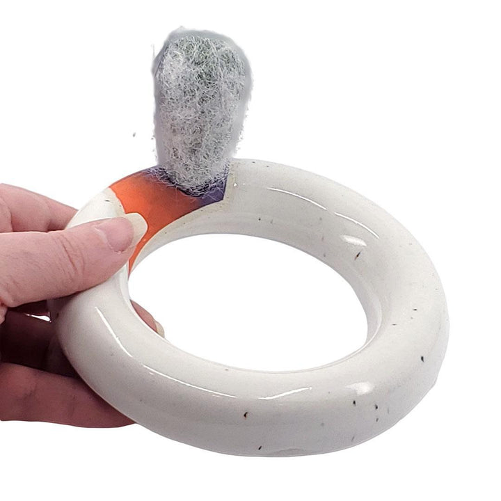 Large Plush Cactus - Espostoa Melanostele in Orange Purple Donut Pot by Hook And Wheel