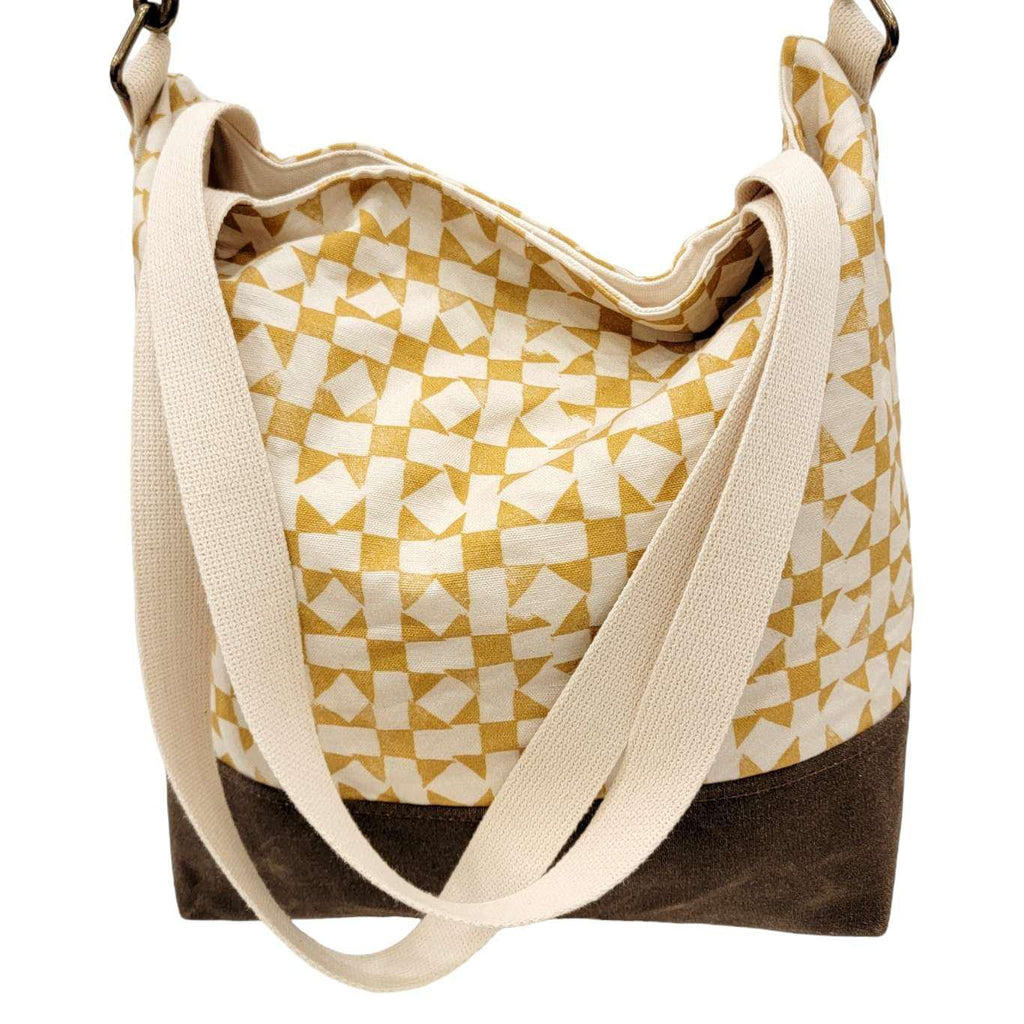 Bag - Convertible Cross-Body Tote in Quilt (Cream and Mustard) by Emily Ruth