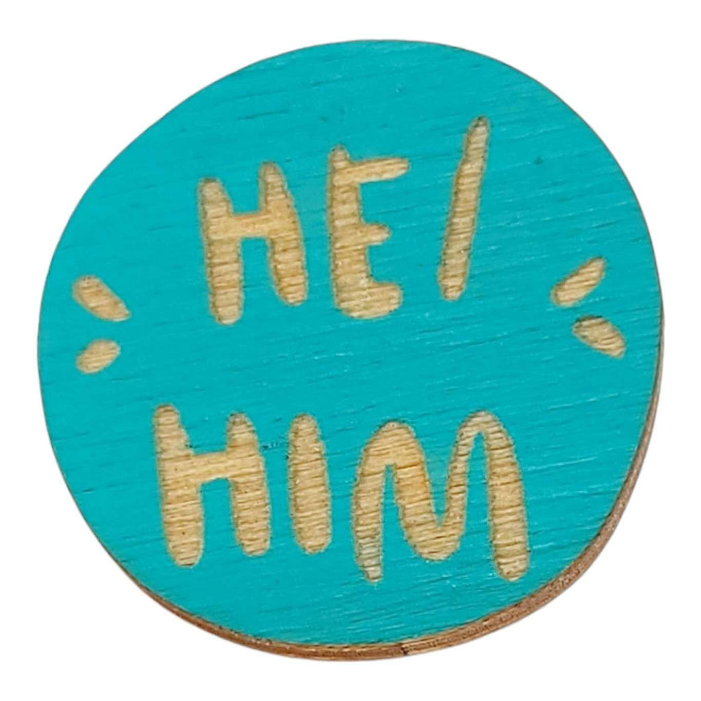 Pronoun Pins - He/Him (Assorted Colors) by SnowMade