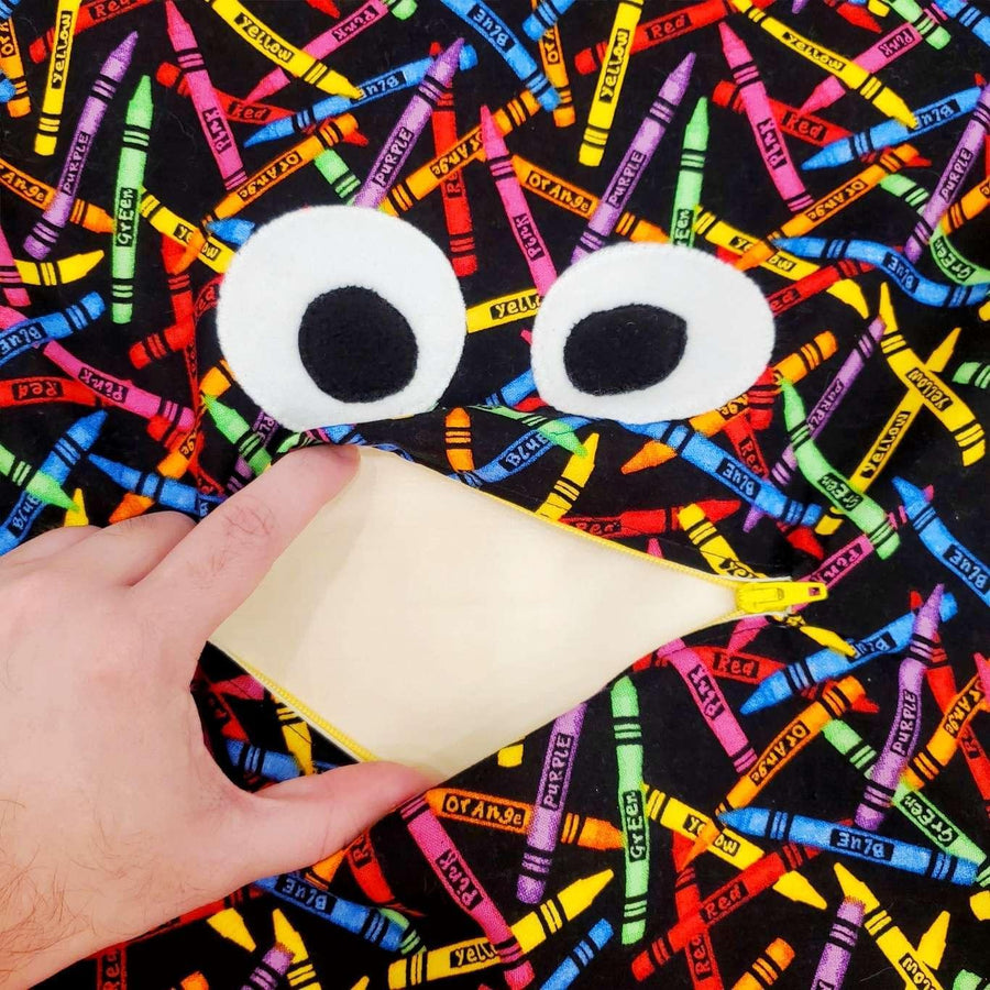 Bag - Chomper Buddy Drawstring (Crayons Yellow) by Peek A Boo Plush, image 4 of 5