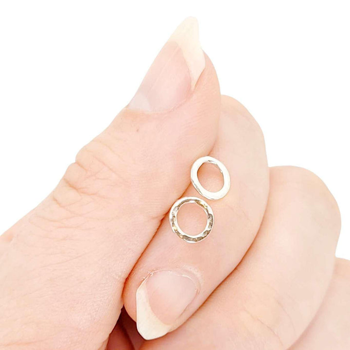 Earrings - Shine Tiny Open Circle Studs (Assorted Metals) by Foamy Wader