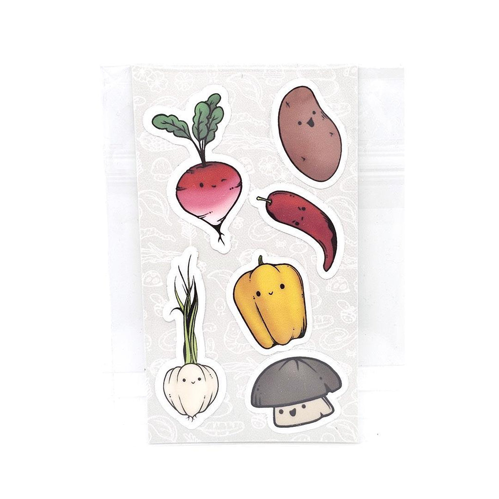 Tiny Stickers - Set of 6 - Veggie Friends (Assorted) by World of Whimm