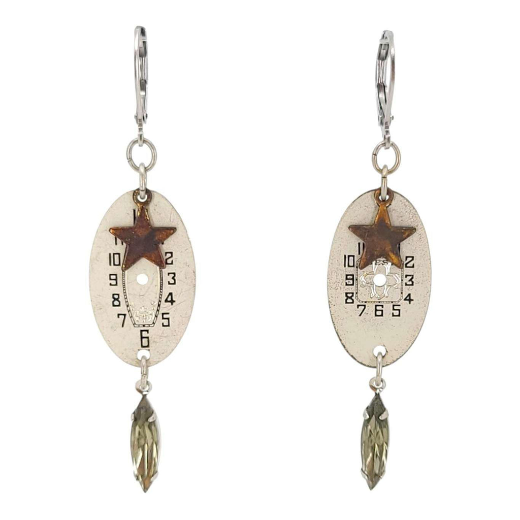 Earrings - Watch Dials - Once Upon a Time Stainless Steel by Christine Stoll | Altered Relics