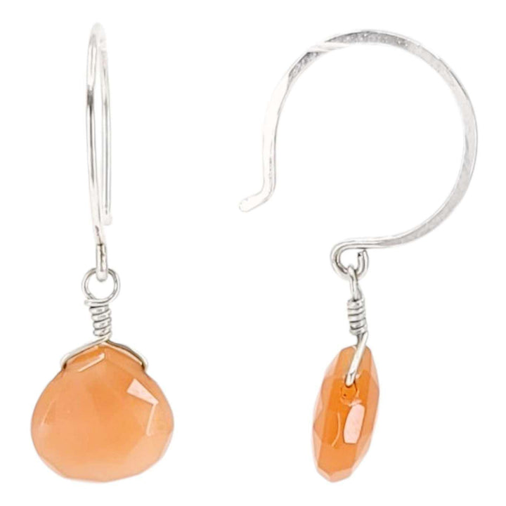Earrings - Sterling Gemstone Drops (Peach Moonstone) by Foamy Wader