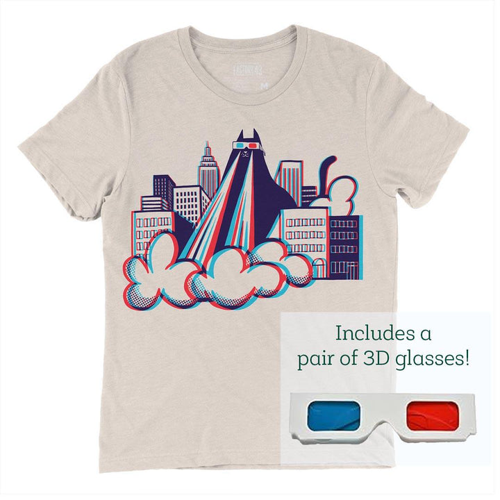 Adult Crew Neck - 3D Laser Cat Heather Dust Tee (S - 2XL) by Factory 43