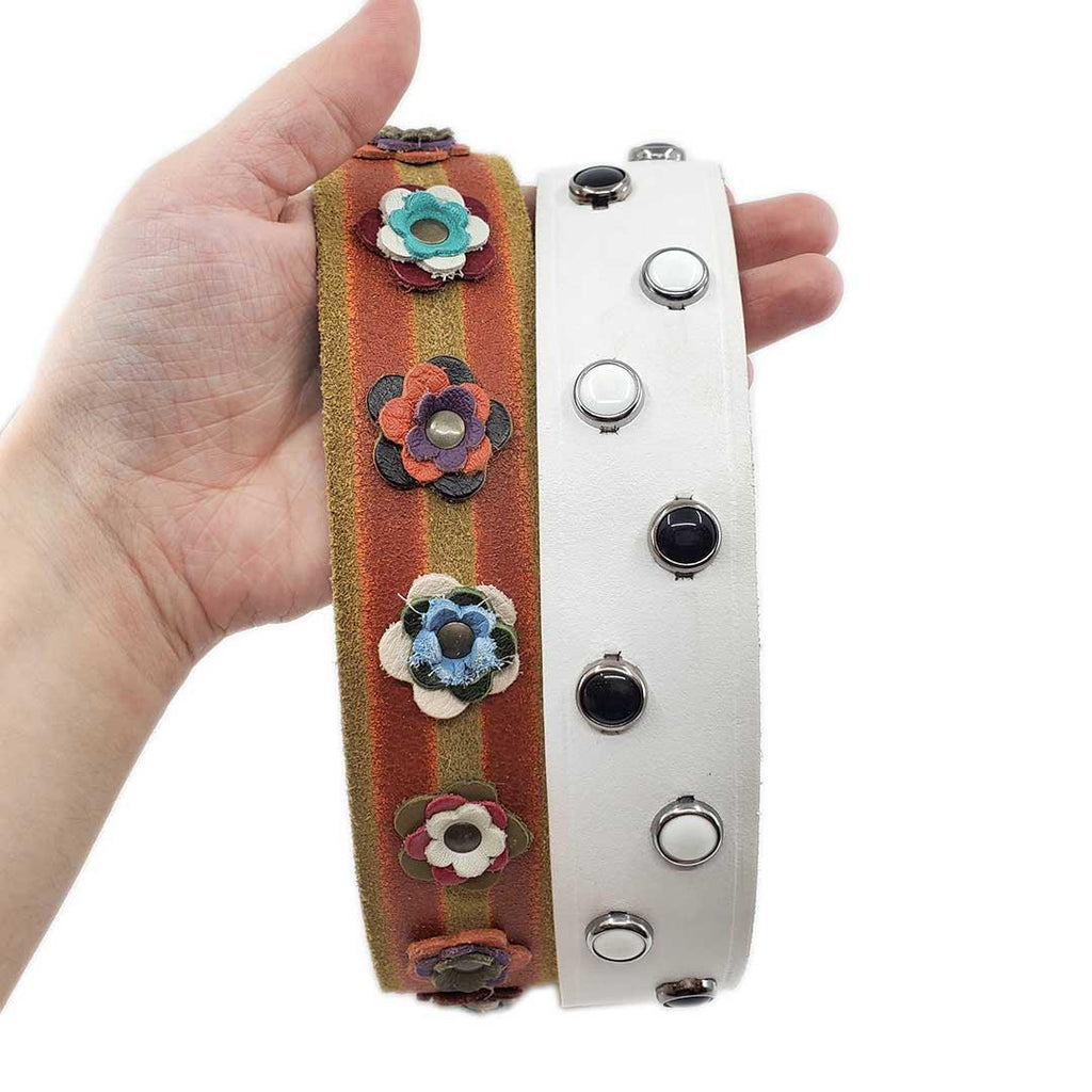 Dog Collar - L-XL - White Heart with Black White Dots by Greenbelts