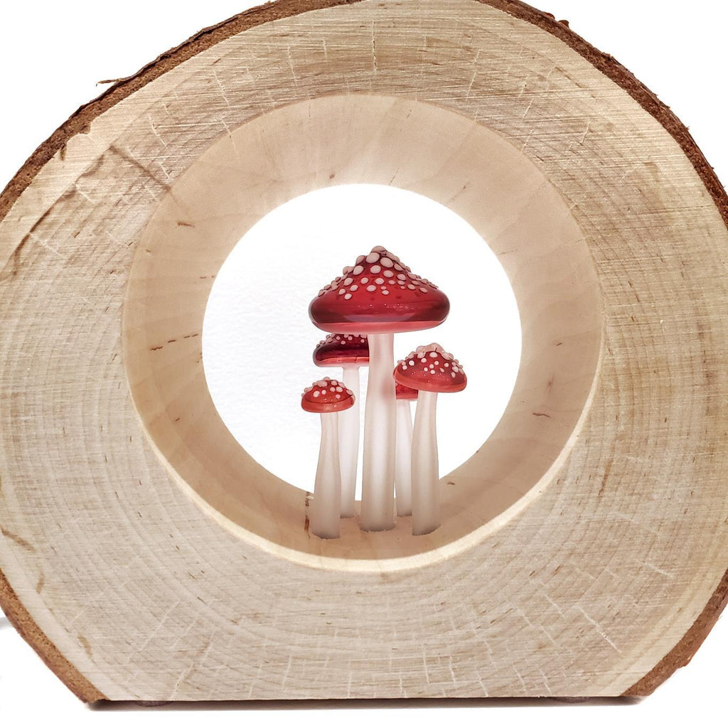 Lamp - Small Birch Circle (Red Mushrooms) by Sage Studios