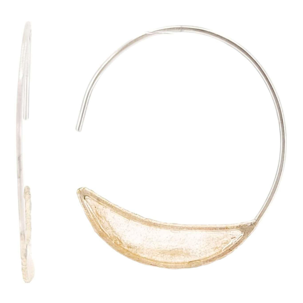 Earrings - Small Paper Bridge Silver Hoops (Ivory) by Verso