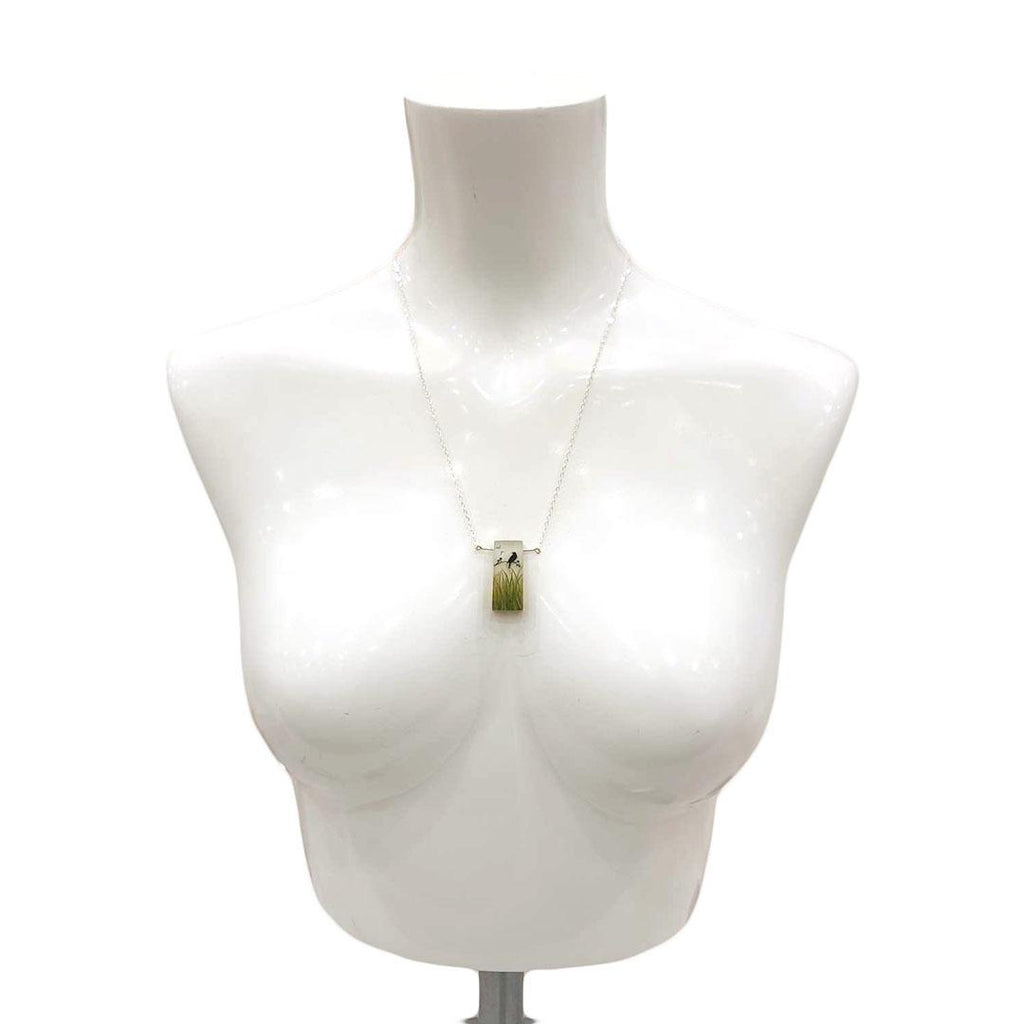 Necklace - Maybe Bird with Grass Blades by Fernworks