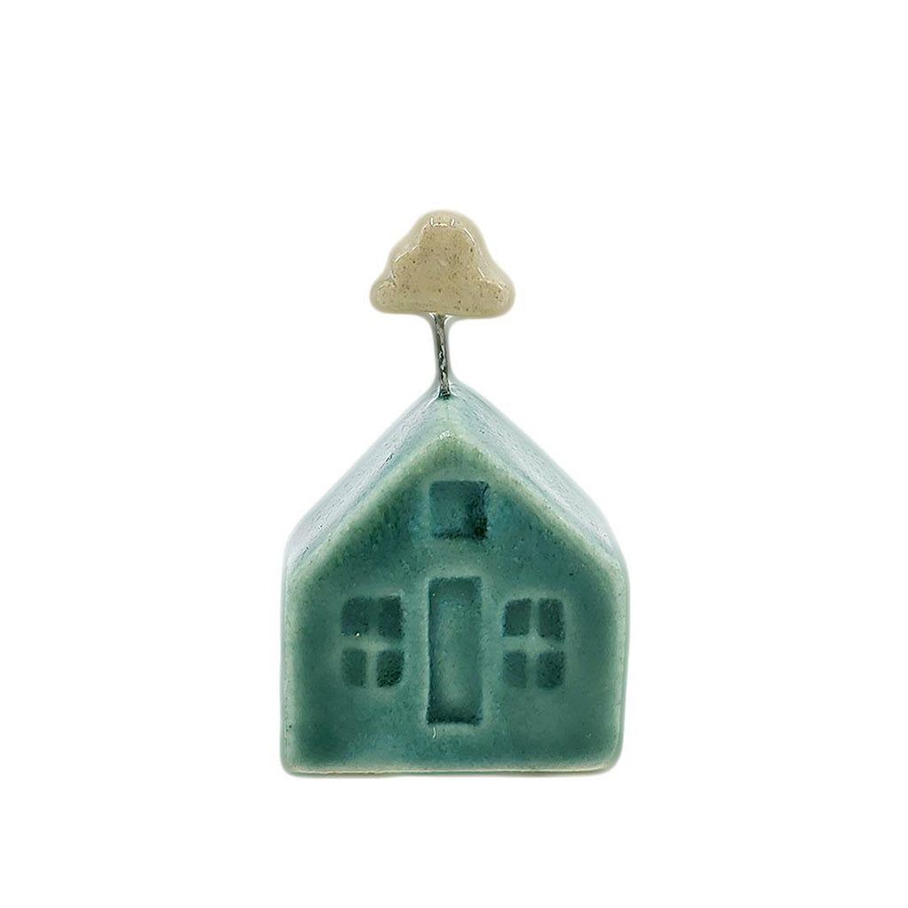 Tiny Pottery House - Teal with Cloud (Matte or Gloss) by Tasha McKelvey
