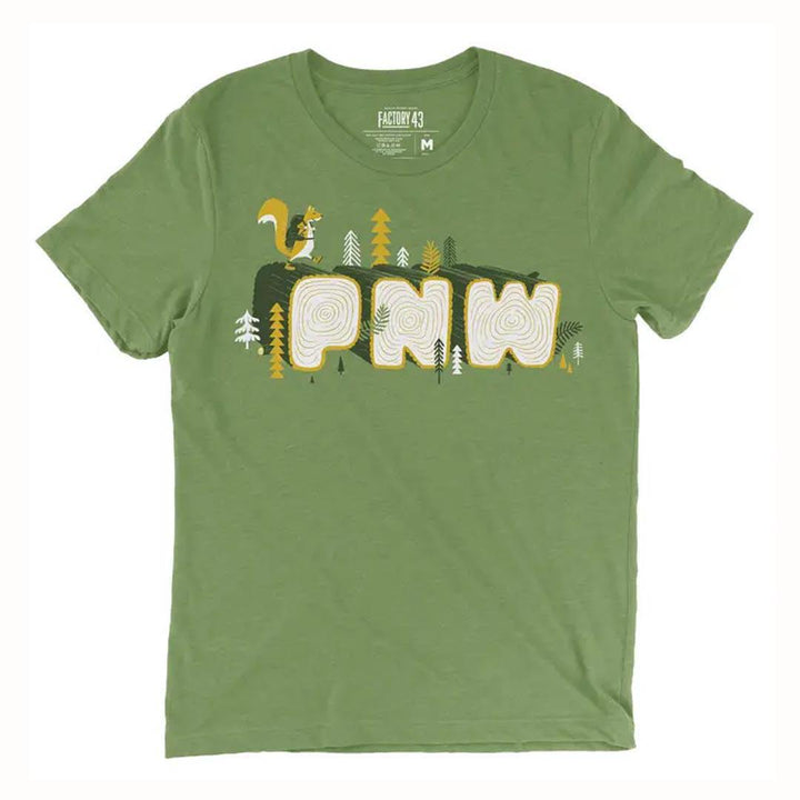 Adult Crew Neck - PNW Stumps Green Olive Tee (XS - XL) by Factory 43