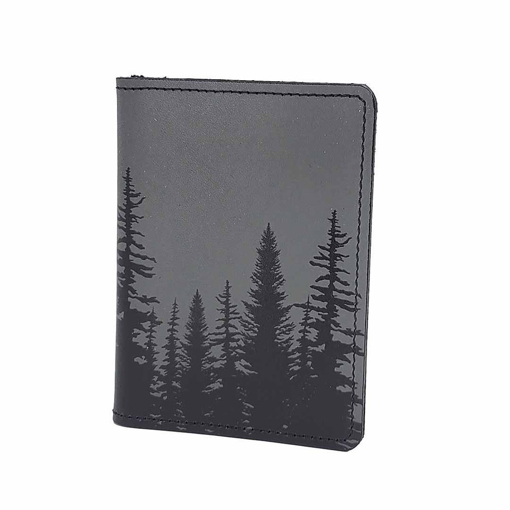 Leather Wallet - Vertical - Aspen Trees Printmaker (Gray) by Backerton