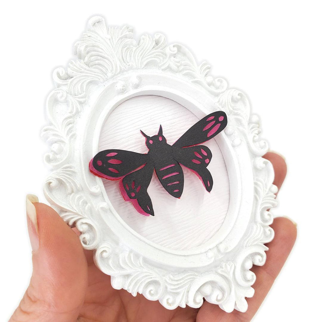 Papercut Art - Mini Magnolia Butterfly (Red Pink) by Squirrel Taco Papercuts