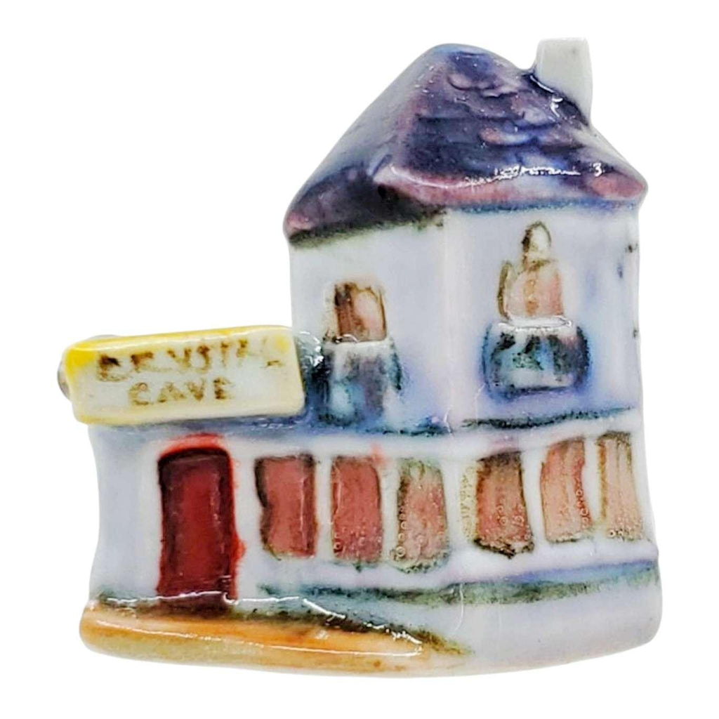 Collectible - Tiny House - Crystal Cave (White & Purple Walls, Red Door, Purple Roof) by Mist Ceramics