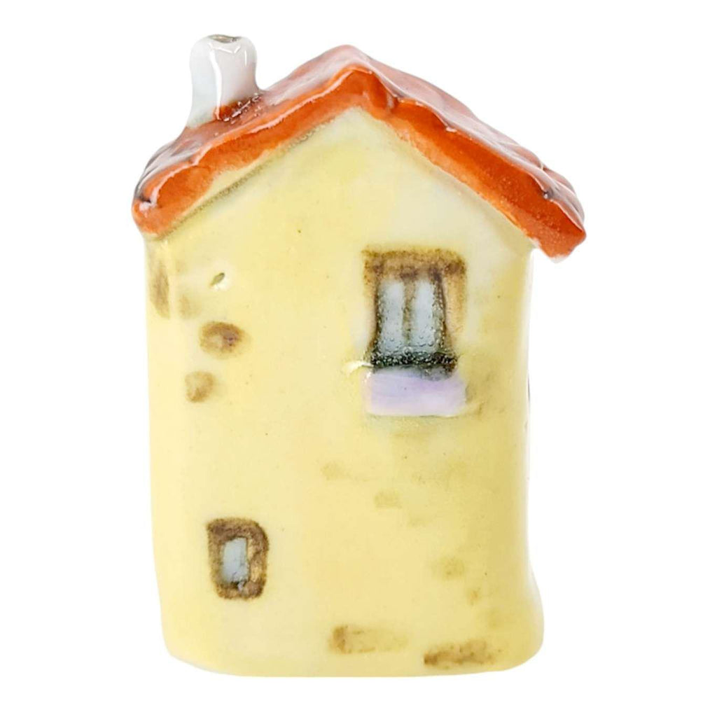 Tiny House - Yellow House Purple Door Rust Roof by Mist Ceramics