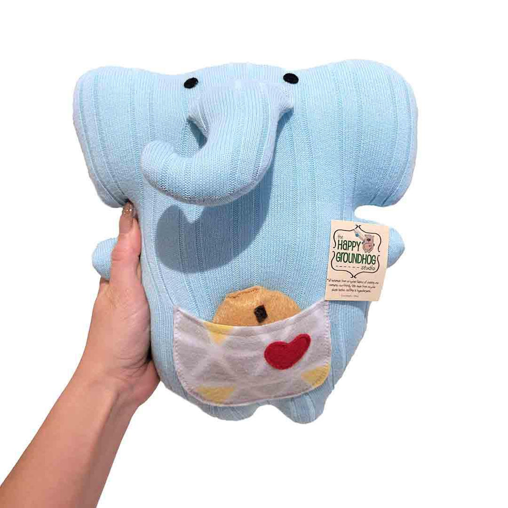 Plush - Elephant with Choco Chip Cookie Treat by Happy Groundhog Studio