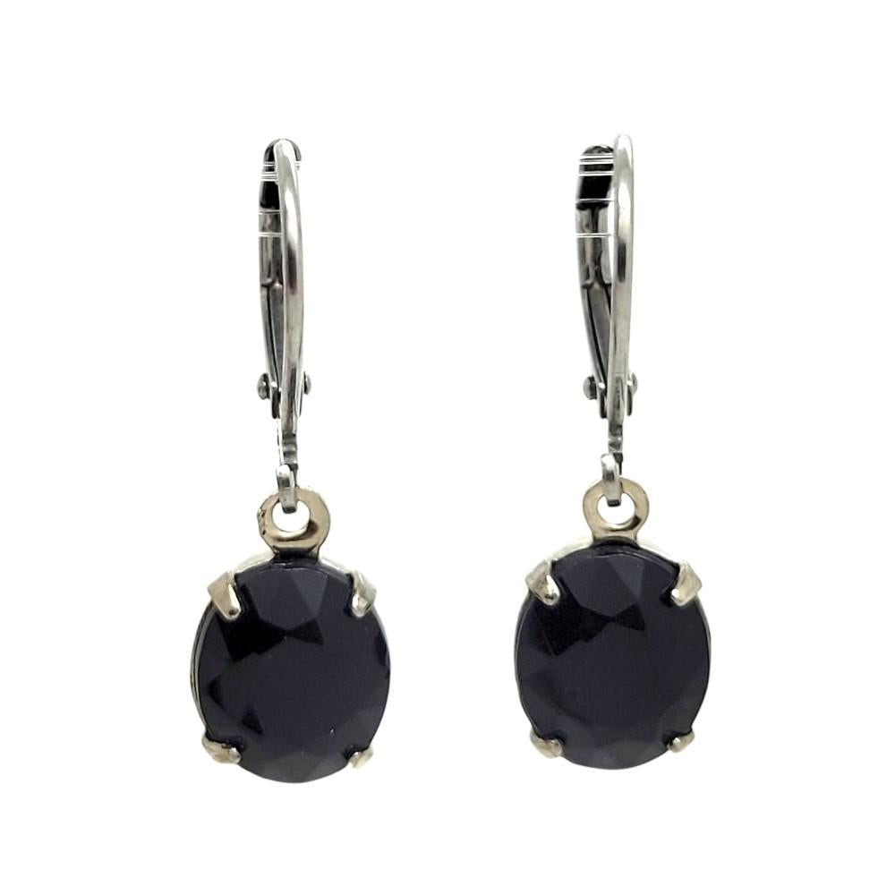 Drop Earrings - Blacks and Grays - Brass or Steel Vintage Rhinestones (Assorted Shapes) by Christine Stoll | Altered Relics