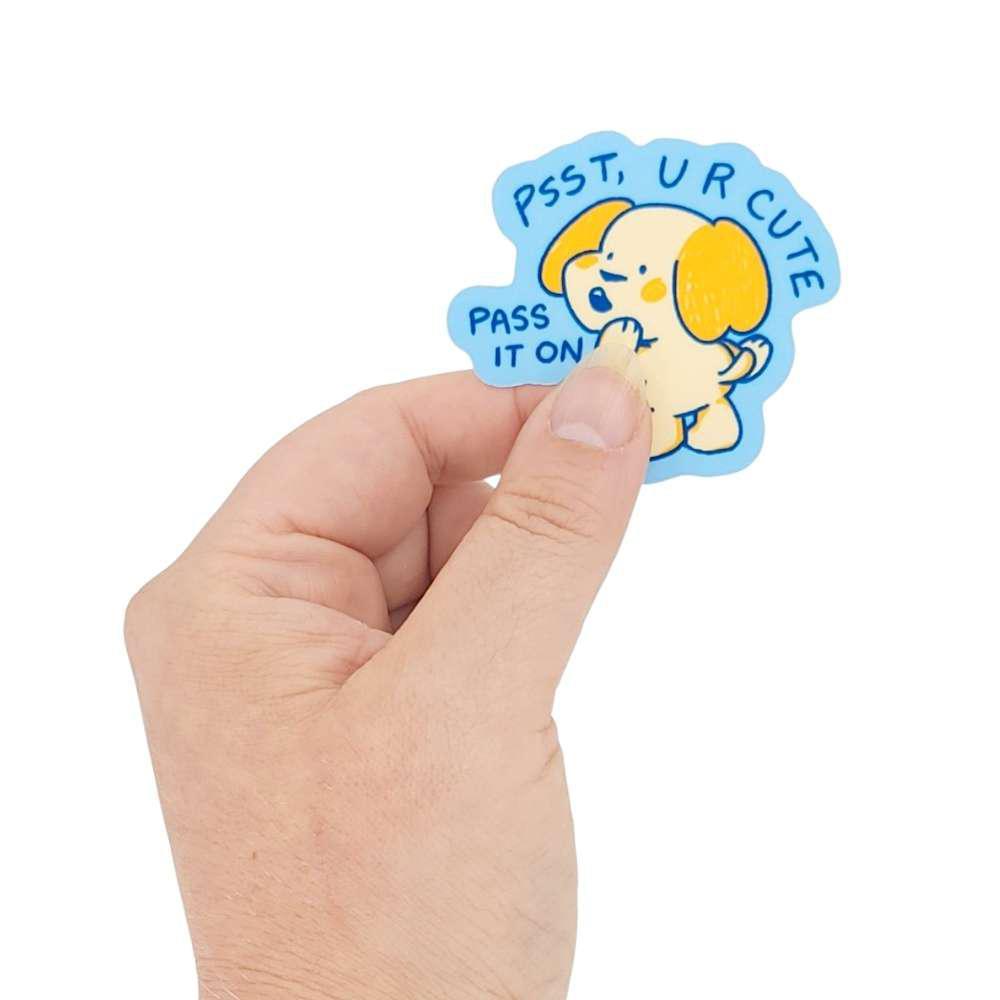 Sticker - Psst, U R Cute Dog by Laura Zeng