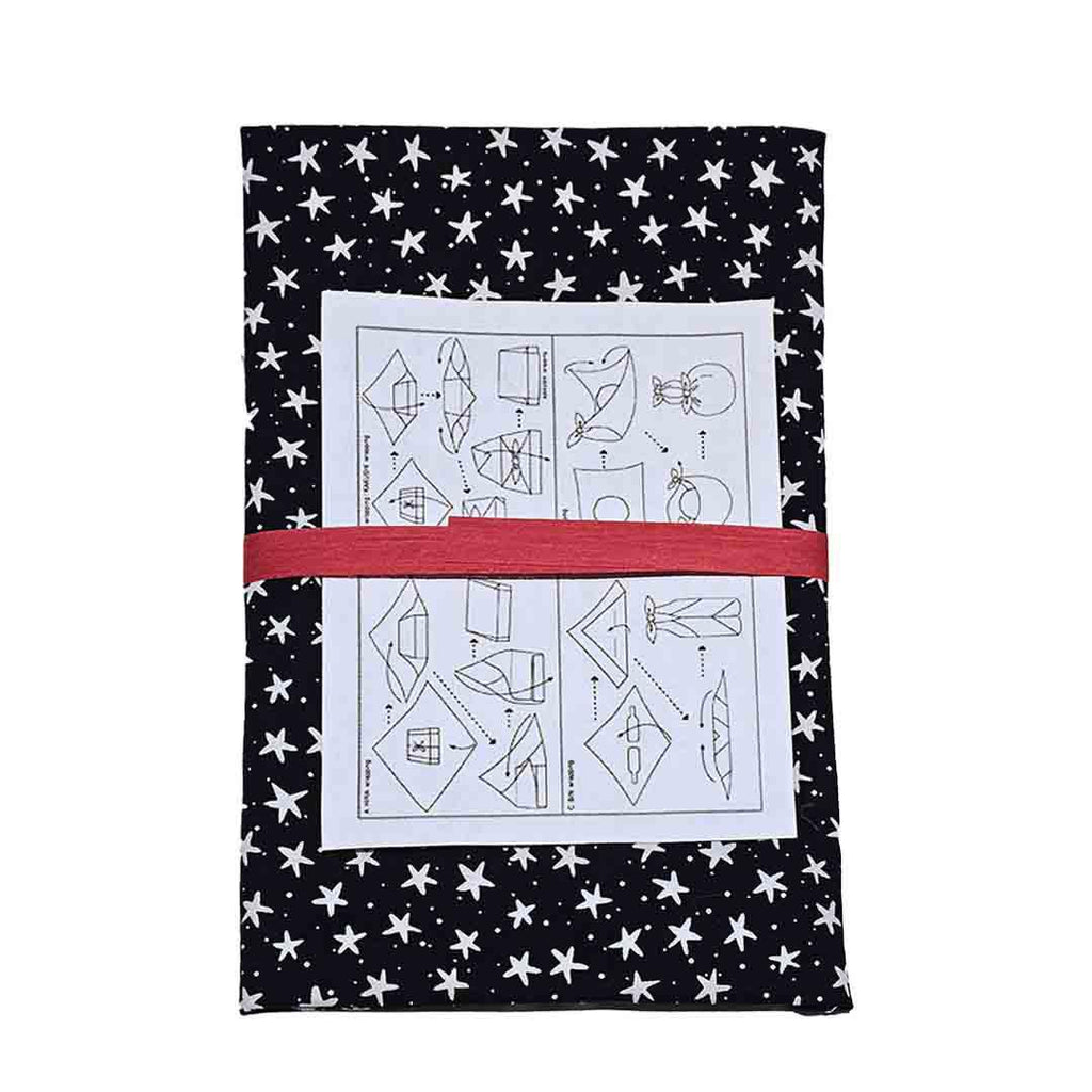 Gift Wrap - 20 in - Wonky White Stars (Black) Furoshiki by imakecutestuff
